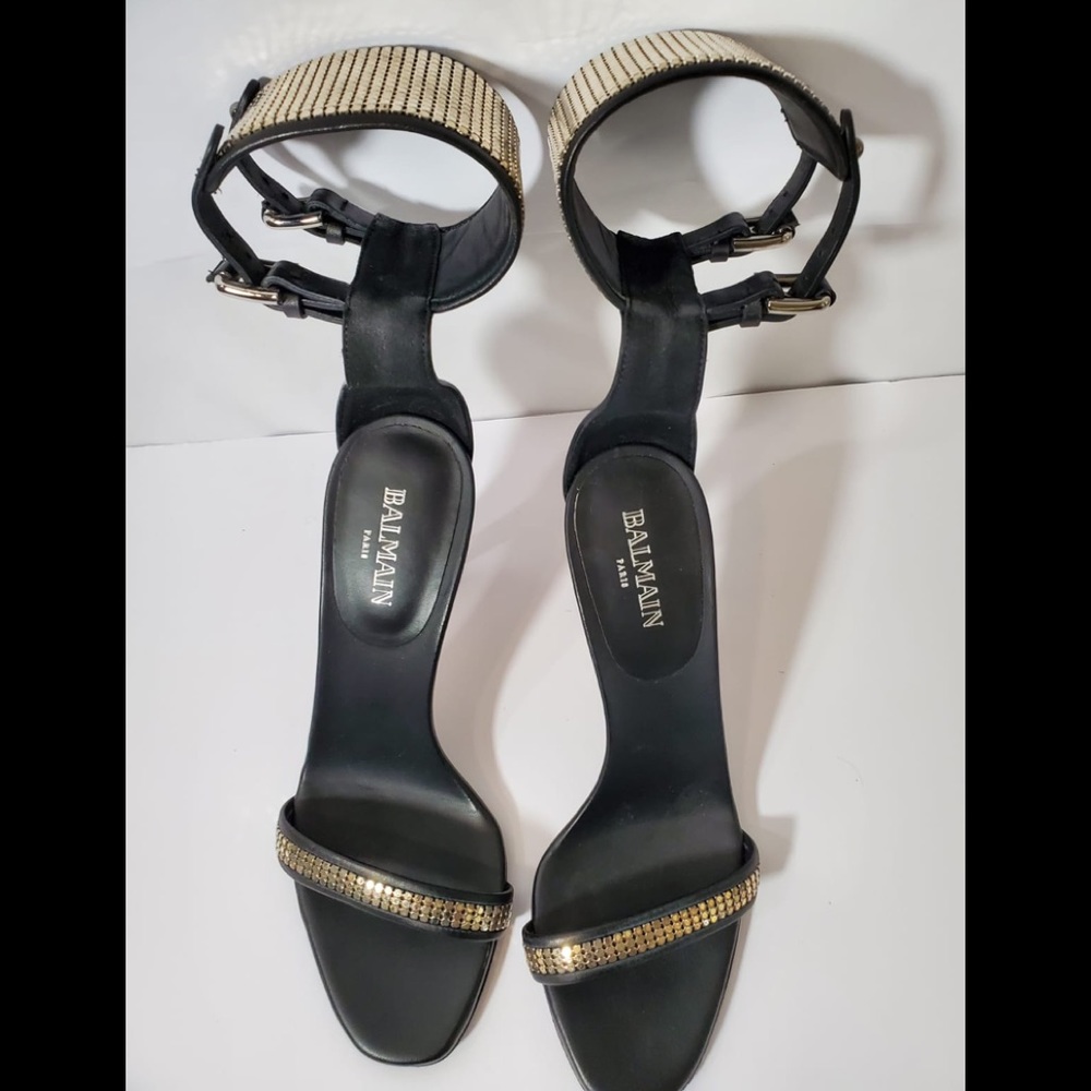 Balmain Black and Gold Women's Sandals